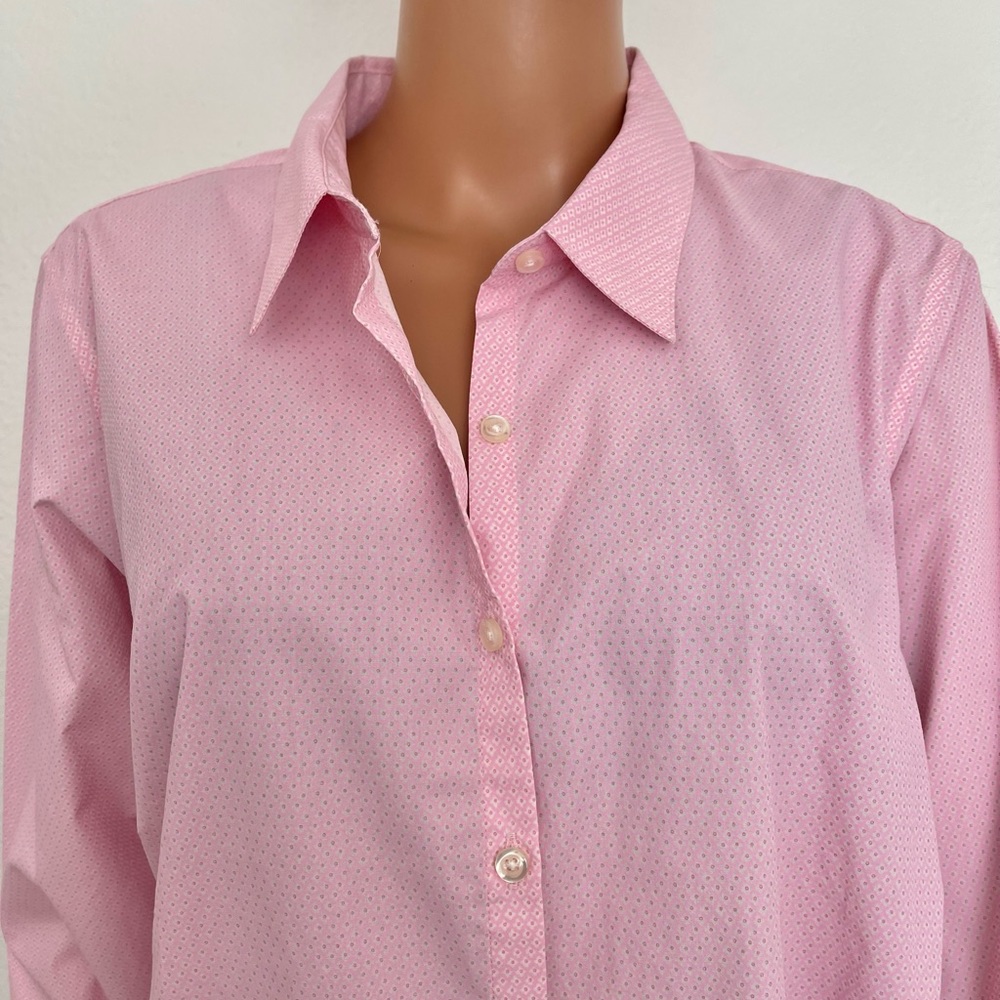 LANDS’END Women Plus Size 22W Wrinkle Free Cotton Shirt Tunic Designer Pink Chic